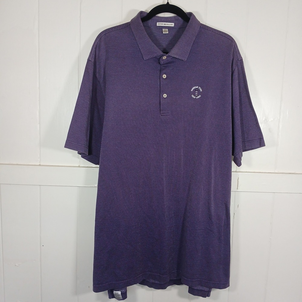 Peter Millar‎ Harbour Town Golf Links Polo Shirt Mens XXL Purple 100% Cotton